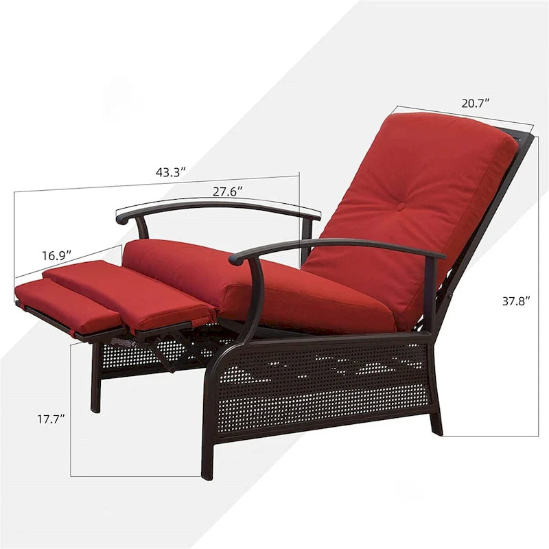 CUSchoice Outdoor Lounge Chair with Cushions - 20.7*43.3*37.8inchW*L*H