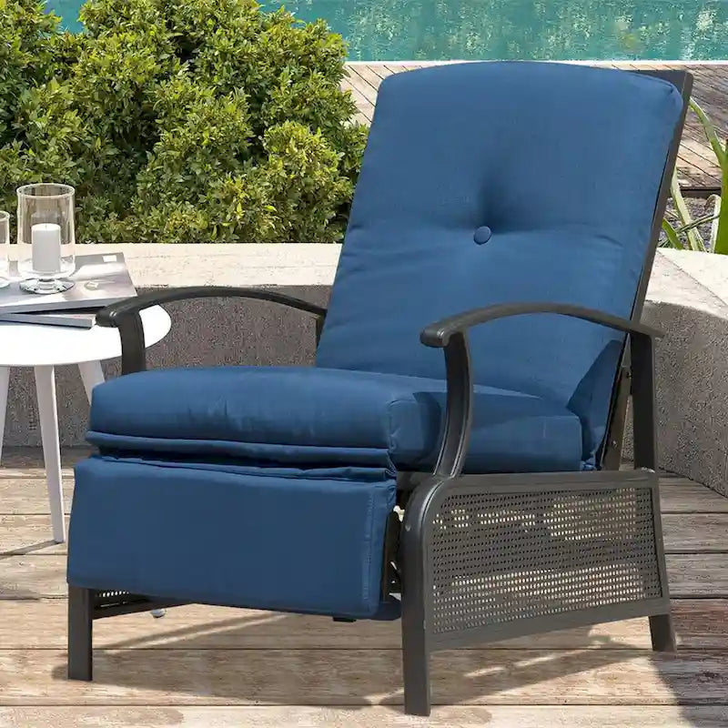 CUSchoice Outdoor Lounge Chair with Cushions - 20.7*43.3*37.8inchW*L*H
