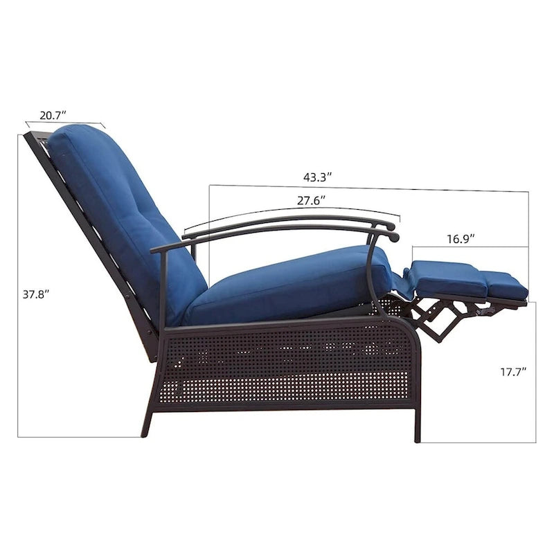 CUSchoice Outdoor Lounge Chair with Cushions - 20.7*43.3*37.8inchW*L*H