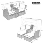 2-Seater Outdoor Patio Daybed Outdoor Double Daybed Outdoor Loveseat Sofa Set with Foldable Awning and Cushions for Garden