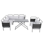 5-Piece Modern Patio Sectional Sofa Set Outdoor Woven Rope Furniture Set with Glass Table and Cushions