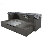 4-Piece Outdoor Wicker Sectional Patio Daybed with Canopy and Ottoman