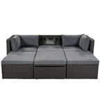 4-Piece Outdoor Wicker Sectional Patio Daybed with Canopy and Ottoman