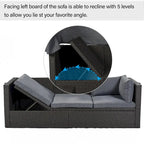 4-Piece Outdoor Wicker Sectional Patio Daybed with Canopy and Ottoman