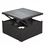 4-Piece Outdoor Wicker Sectional Patio Daybed with Canopy and Ottoman