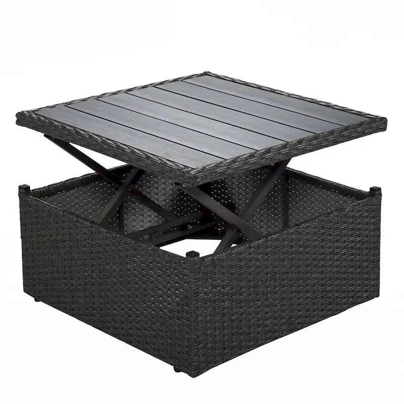 4-Piece Outdoor Wicker Sectional Patio Daybed with Canopy and Ottoman