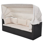 4-Piece Outdoor Wicker Sectional Patio Daybed with Canopy and Ottoman
