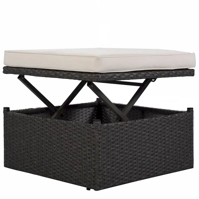 4-Piece Outdoor Wicker Sectional Patio Daybed with Canopy and Ottoman
