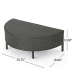 Modern Half-Circle Outdoor Lounge Set: Grey Rattan, White Cushions