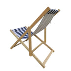 Stylish and Convenient Outdoor Sling Chair with Adjustable Back - Dark Blue/Natural, Made of Populus Wood