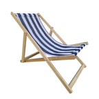 Stylish and Convenient Outdoor Sling Chair with Adjustable Back - Dark Blue/Natural, Made of Populus Wood