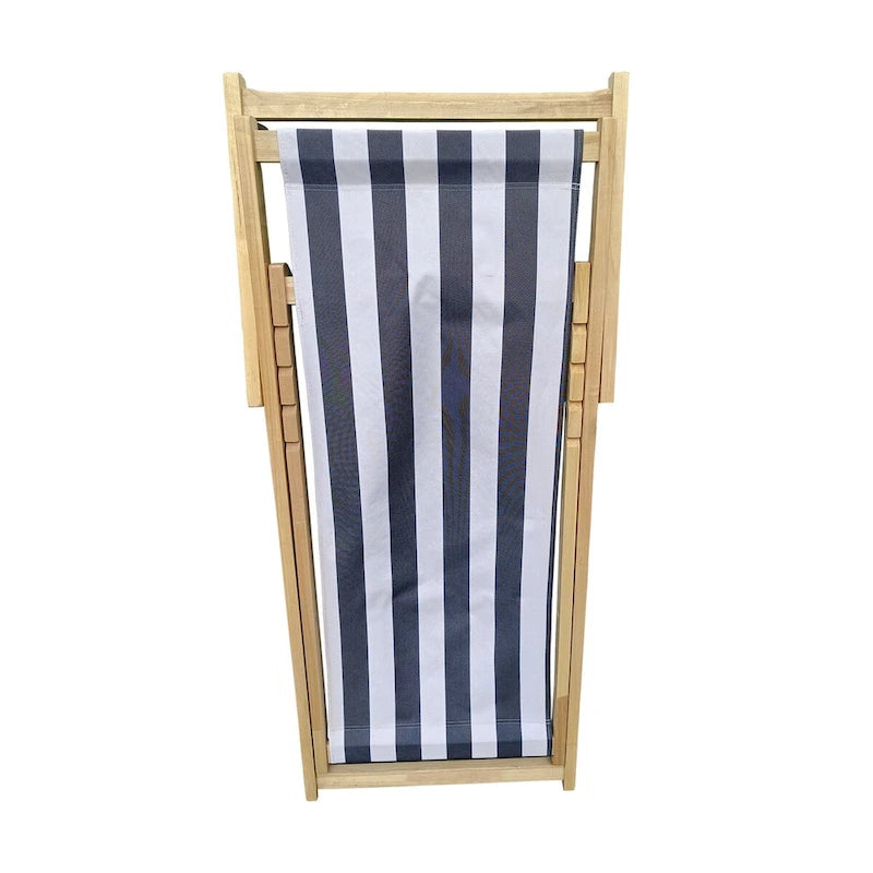 Stylish and Convenient Outdoor Sling Chair with Adjustable Back - Dark Blue/Natural, Made of Populus Wood