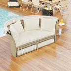 Outdoor Patio Daybed Wicker Rattan Double Daybed