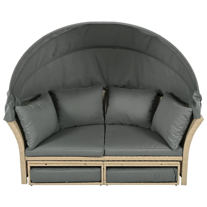 Outdoor Patio Daybed Wicker Rattan Double Daybed