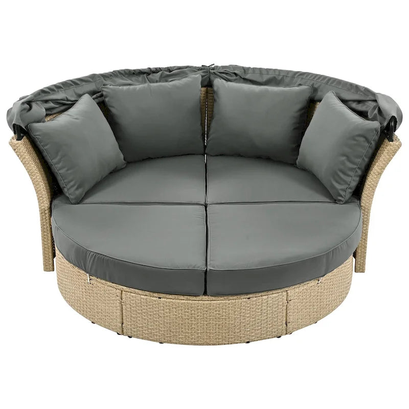 Outdoor Patio Daybed Wicker Rattan Double Daybed