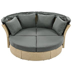 Outdoor Patio Daybed Wicker Rattan Double Daybed
