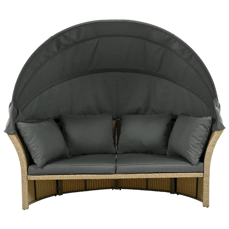 Outdoor Patio Daybed Wicker Rattan Double Daybed