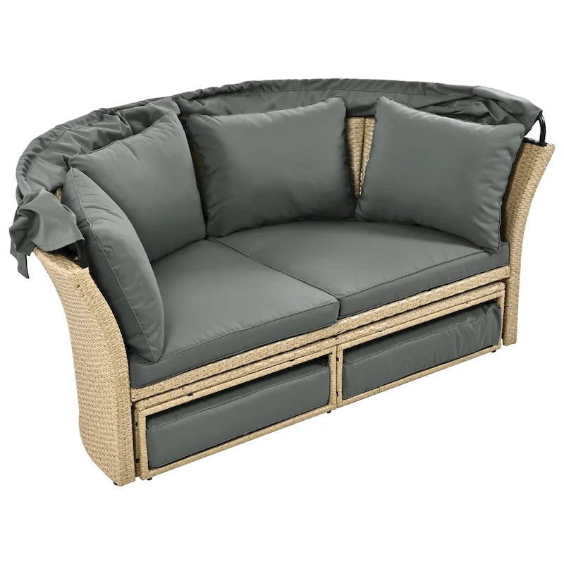 Outdoor Patio Daybed Wicker Rattan Double Daybed