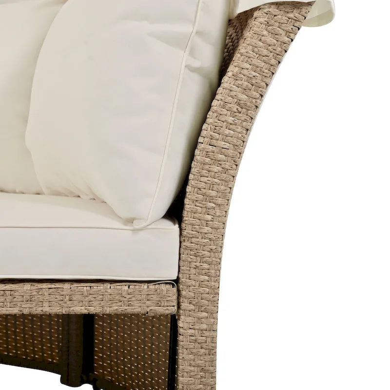 Outdoor Patio Daybed Wicker Rattan Double Daybed
