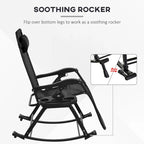 2 Pieces Outdoor Rocking Chairs, Foldable Reclining Zero Gravity Lounge Rocker with Pillow, Cup & Phone Holder,
