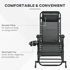 2 Pieces Outdoor Rocking Chairs, Foldable Reclining Zero Gravity Lounge Rocker with Pillow, Cup & Phone Holder,