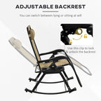 2 Pieces Outdoor Rocking Chairs, Foldable Reclining Zero Gravity Lounge Rocker with Pillow, Cup & Phone Holder,