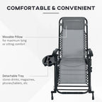 2 Pieces Outdoor Rocking Chairs, Foldable Reclining Zero Gravity Lounge Rocker with Pillow, Cup & Phone Holder,
