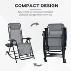 2 Pieces Outdoor Rocking Chairs, Foldable Reclining Zero Gravity Lounge Rocker with Pillow, Cup & Phone Holder,