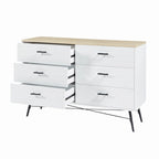 47.2" Wide 6-Drawer Dresser with Steel Frame - Modern Rustic Walnut Finish Storage Cabinet for Bedroom