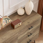 47.2" Wide 6-Drawer Dresser with Steel Frame - Modern Rustic Walnut Finish Storage Cabinet for Bedroom