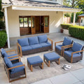 7 Pieces Outdoor Patio Sofa with Rocking Chair Ottoman - Brown