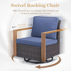 7 Pieces Outdoor Patio Sofa with Rocking Chair Ottoman - Brown