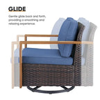 7 Pieces Outdoor Patio Sofa with Rocking Chair Ottoman - Brown