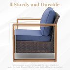 7 Pieces Outdoor Patio Sofa with Rocking Chair Ottoman - Brown