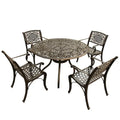 Outdoor Mesh Lattice 48 inch Round Dining Set with Four Chairs - N/A