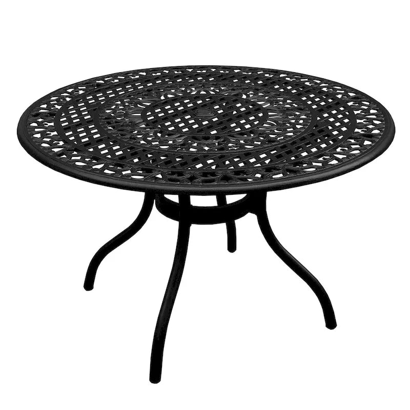 Outdoor Mesh Lattice 48 inch Round Dining Set with Four Chairs - N/A