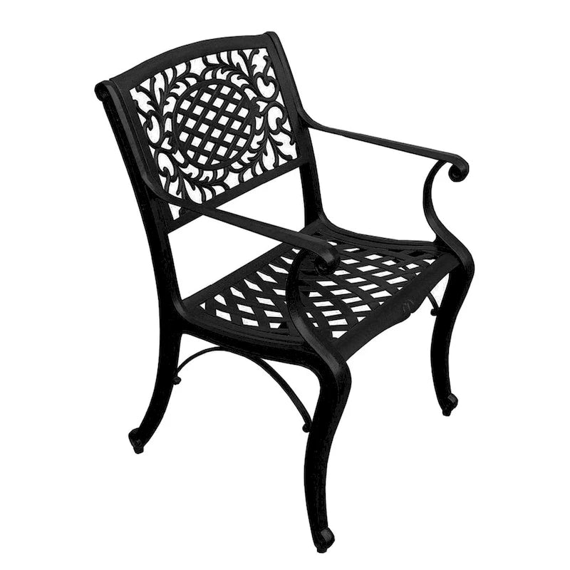 Outdoor Mesh Lattice 48 inch Round Dining Set with Four Chairs - N/A