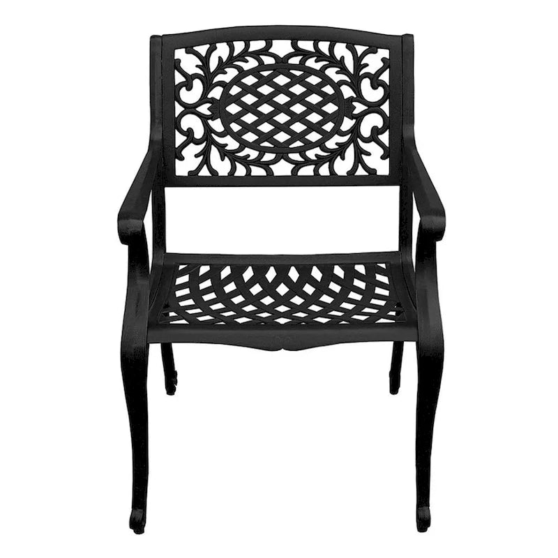 Outdoor Mesh Lattice 48 inch Round Dining Set with Four Chairs - N/A