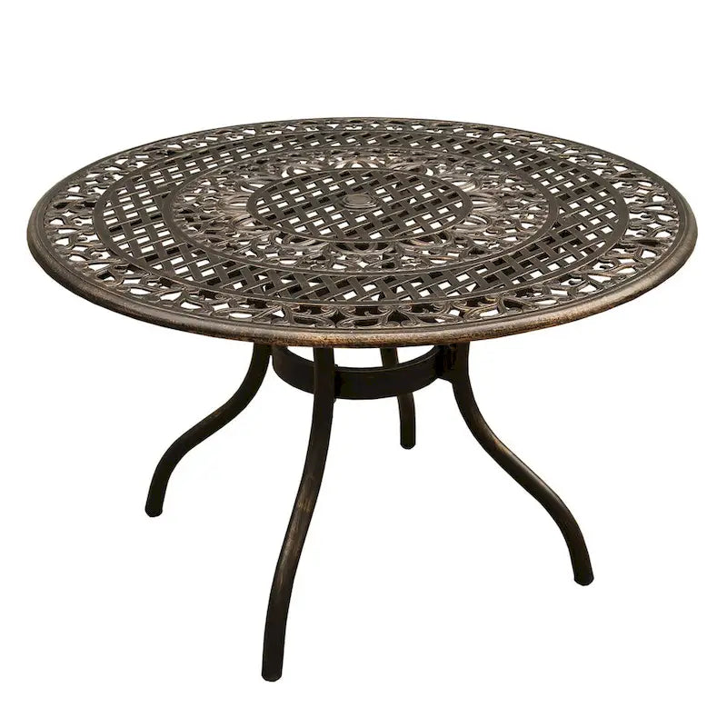 Outdoor Mesh Lattice 48 inch Round Dining Set with Four Chairs - N/A