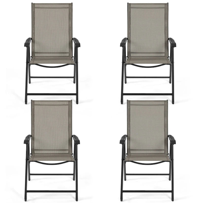 Yaheetech 4pcs Folding Dining Chairs Patio Dining Chairs with Backrest and Armrests