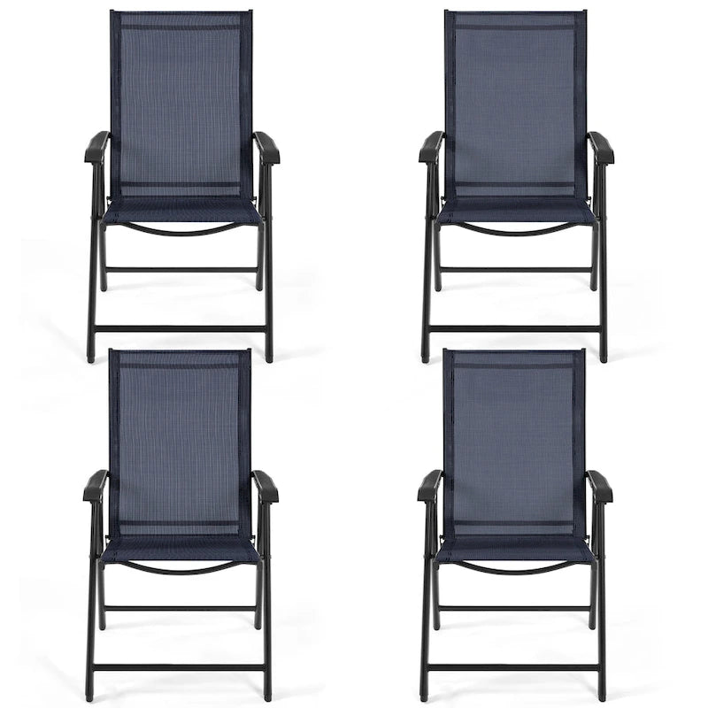 Yaheetech 4pcs Folding Dining Chairs Patio Dining Chairs with Backrest and Armrests