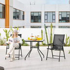 Yaheetech 4pcs Folding Dining Chairs Patio Dining Chairs with Backrest and Armrests