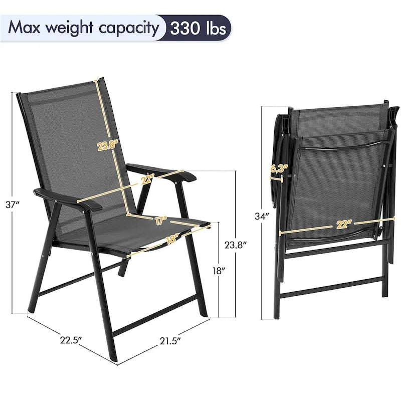 Yaheetech 4pcs Folding Dining Chairs Patio Dining Chairs with Backrest and Armrests