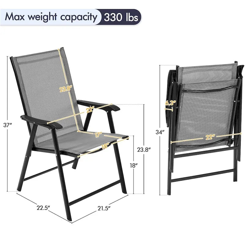 Yaheetech 4pcs Folding Dining Chairs Patio Dining Chairs with Backrest and Armrests