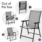 Yaheetech 4pcs Folding Dining Chairs Patio Dining Chairs with Backrest and Armrests