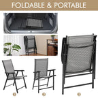 Yaheetech 4pcs Folding Dining Chairs Patio Dining Chairs with Backrest and Armrests