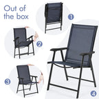 Yaheetech 4pcs Folding Dining Chairs Patio Dining Chairs with Backrest and Armrests