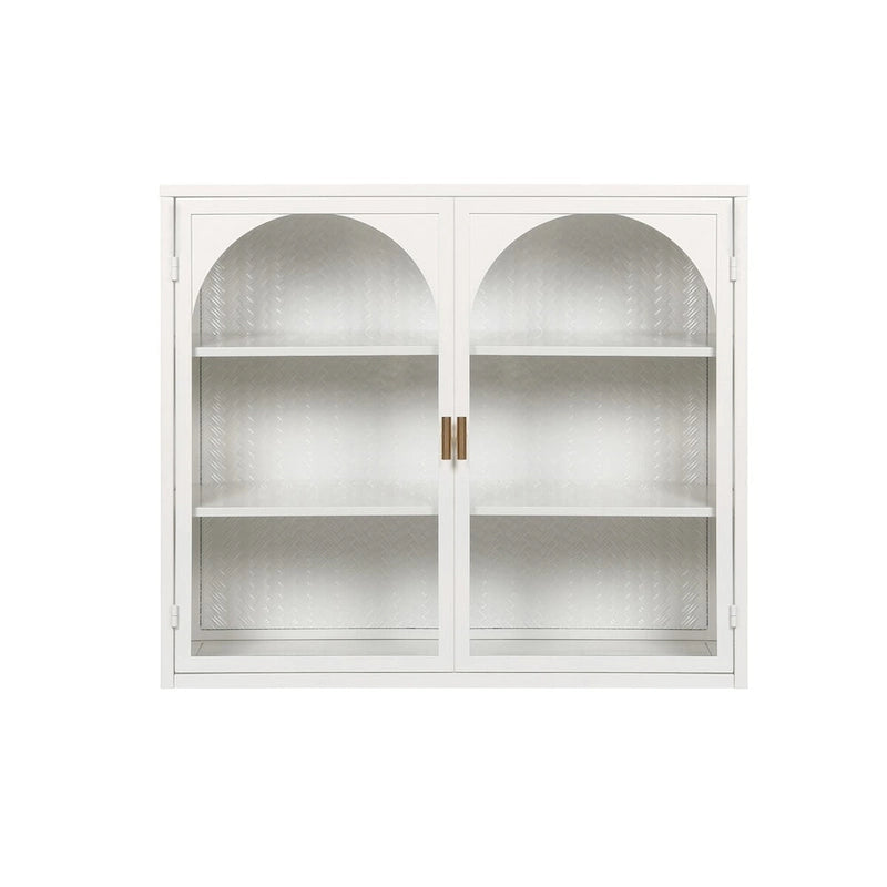 27.56 Glass Doors Modern Two-door Wall Cabinet with Featuring Three-tier Storage - N/A