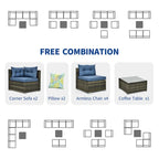 Moasis 7 Piece Patio Conversation Set Outdoor Sectional Sofa with Cushions and Coffee Table for Garden, Balcony, Backyard