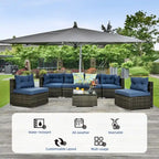 Moasis 7 Piece Patio Conversation Set Outdoor Sectional Sofa with Cushions and Coffee Table for Garden, Balcony, Backyard